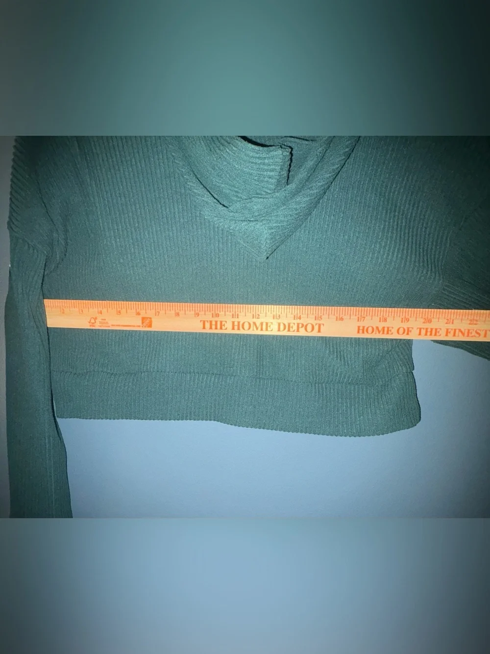 ALO Yoga Muse Ribbed Cropped Hoodie Midnight Green Size S